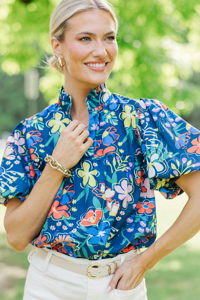 When You Know Navy Blue Floral Blouse – Shop the Mint