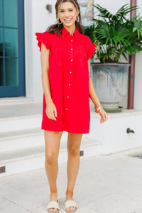 On The Way Red Shift Dress