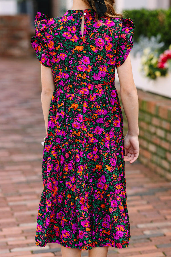 Girls: Make It Your Own Black Ditsy Floral Tiered Dress