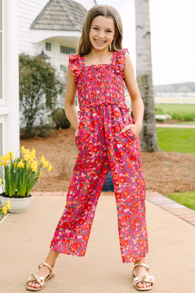 Girls: All For You Pink Ditsy Floral Smocked Jumpsuit – Shop the Mint
