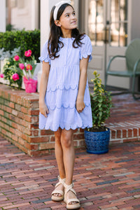 Girls: Perfectly Paired Light Blue Striped Midi Dress