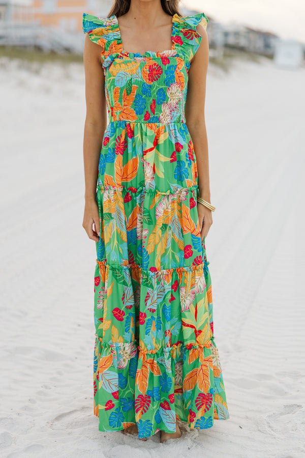 floral maxi dresses, green maxi dresses, tropical maxi dresses, vacation dresses