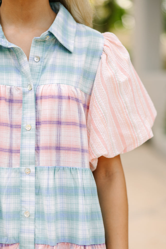 Happy Place Blue & Pink Plaid Dress – Shop the Mint