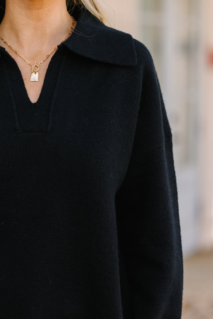 It's All For You Black Collared Sweater Shop the Mint
