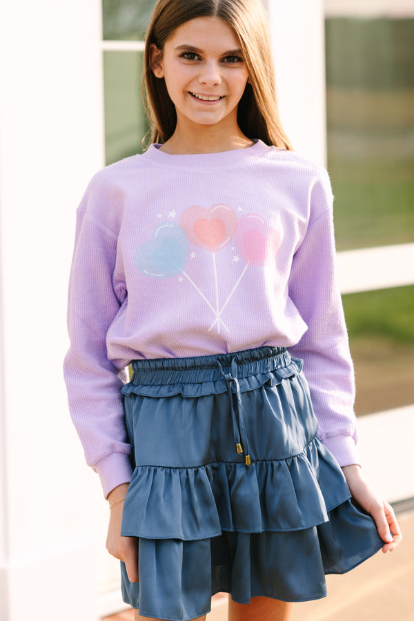 Girls: All The Love Lilac Purple Graphic Sweatshirt