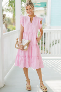 Make It Your Own Light Pink Striped Tiered Dress