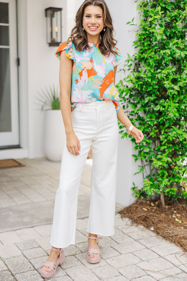No Way Around It Mint Green Abstract Blouse