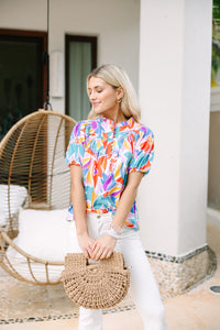 colorful spring blouses, abstract blouses, workwear blouses for women, boutique blouses