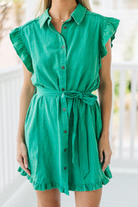 Out For The Day Green Ruffled Dress
