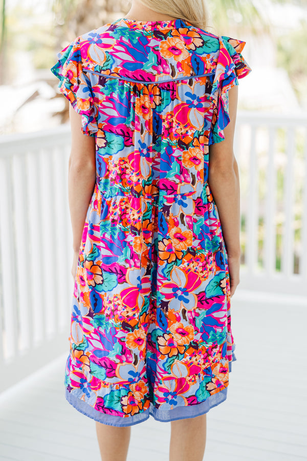 Go For Fun Blue Floral Dress