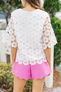 Daily Reminder White Crochet Blouse
