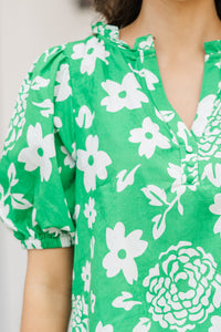 Walk On By Green Floral Blouse