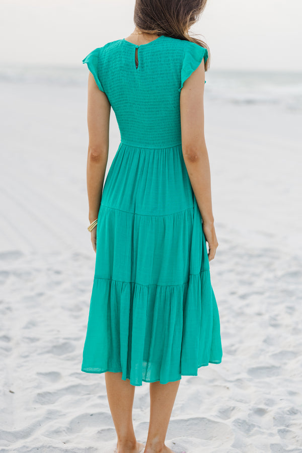 Learn From The Best Emerald Green Smocked Dress
