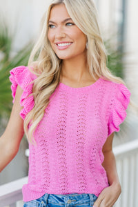In Good Graces Fuchsia Pink Crochet Top