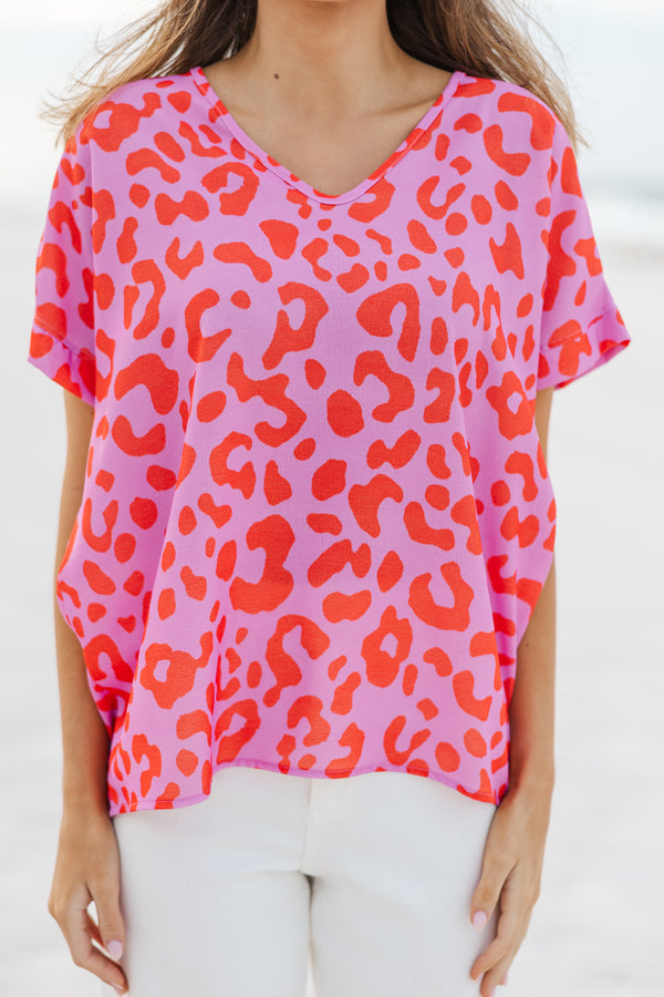 Couldn't Be Happier Pink Leopard Top