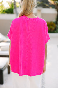 Catch On Fuchsia Pink Ribbed Top