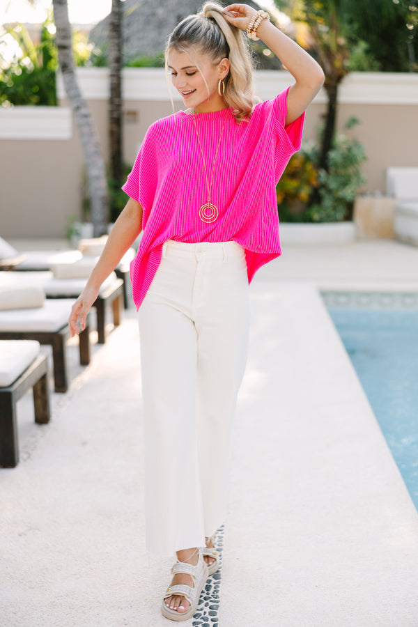 ribbed top, vibrant top, bright tops, causal tops, boutique casual tops