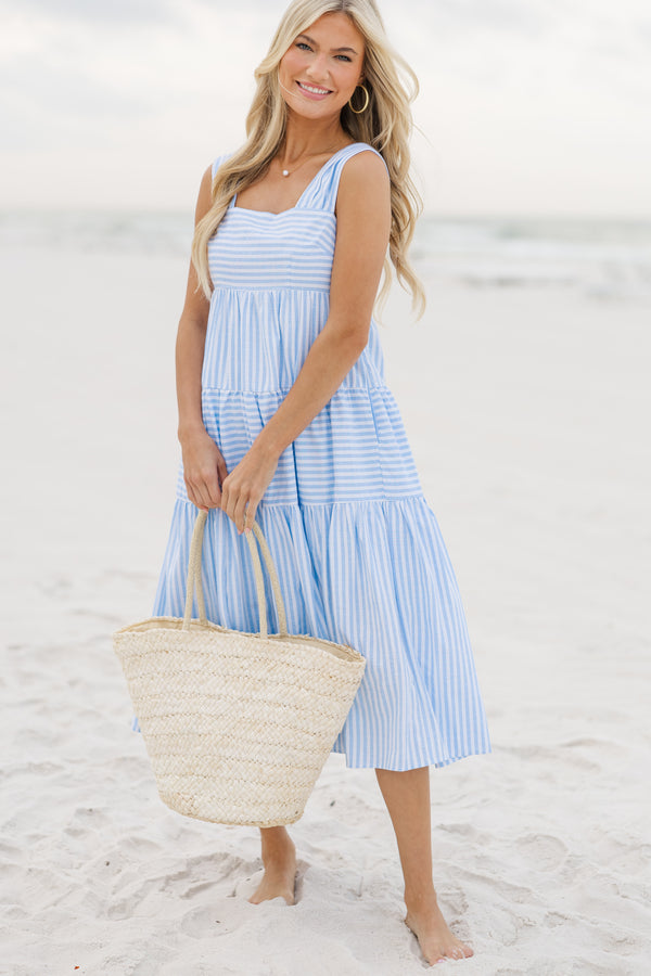 Going The Distance Blue Midi Dress