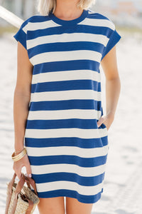 Off To The Coast Navy Blue Striped Dress
