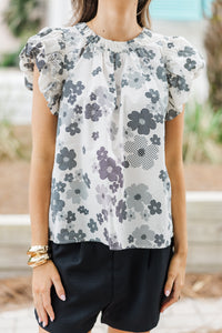 Best Chance Cream White Floral Blouse