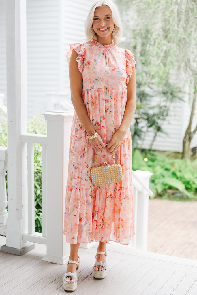 orange floral midi dress This Is The Way Coral Ditsy Romantic from every angle Sewing pattern size range:XL-3XL moccasin shoes Black and Purple Gothic