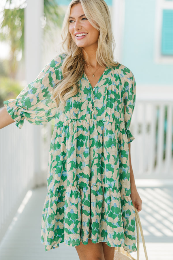 Be Who You Are Green Floral Dress