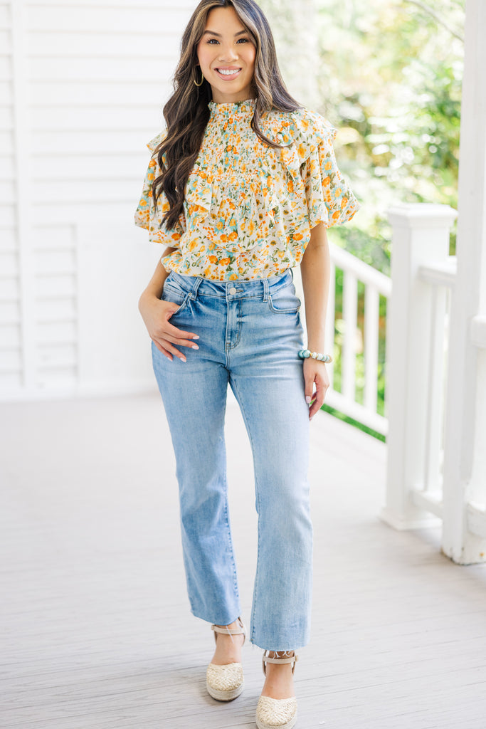 NWT DOEN outlets Abelene Top Yellow Floral Ruffle Blouse Tasha Garden Print Size XS