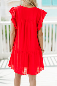 Tell Your Story Tomato Red Babydoll Dress