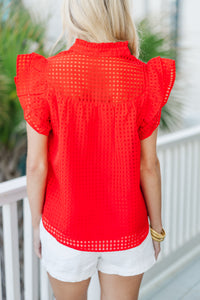Just For You Red Textured Blouse