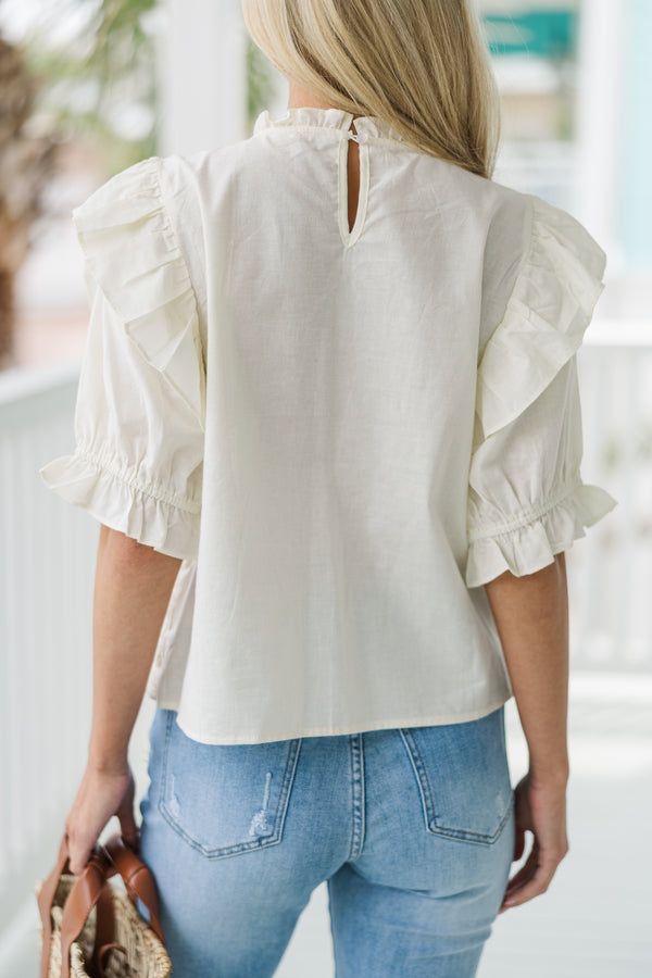 Make The Move White Floral Blouse
