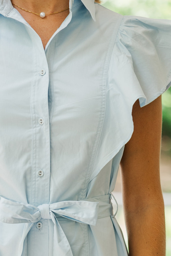Play Through Sky Blue Button Down Midi Dress – Shop the Mint
