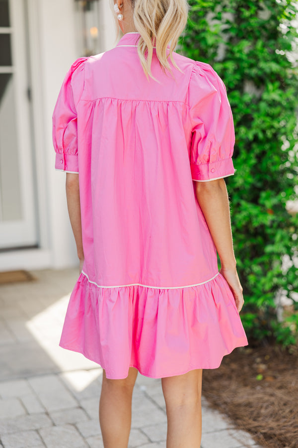 Feeling Prepped Pink Button Down Dress