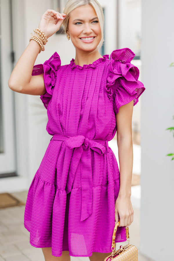 Looking For You Magenta Purple Textured Dress