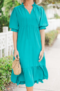 First And Foremost Jade Green Midi Dress
