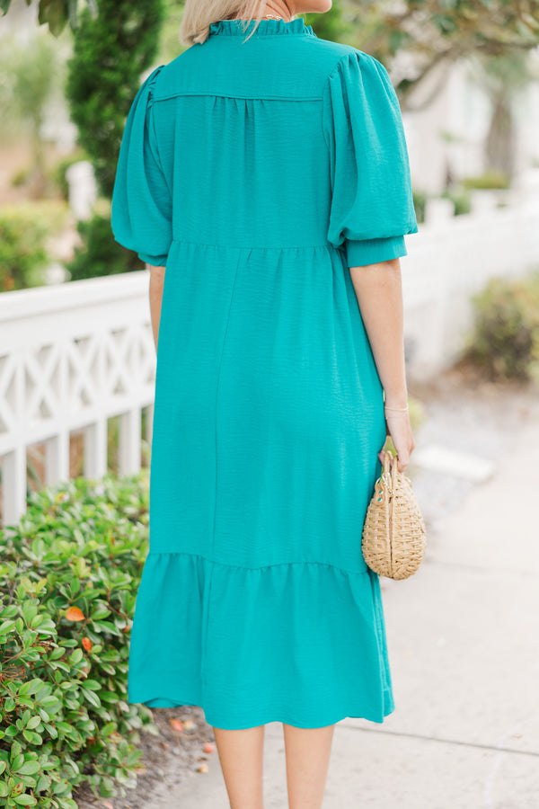 First And Foremost Jade Green Midi Dress