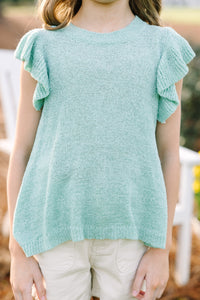 Girls: Certain Joy Mint Green Knit Top