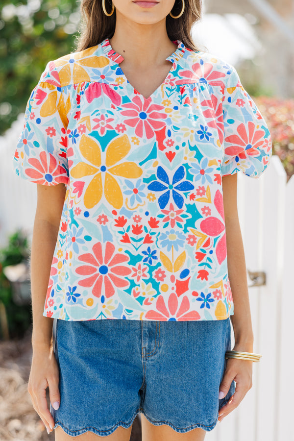 Fate: Look At You Blue Floral Blouse