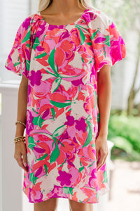 Lost In Love Pink Floral Shift Dress