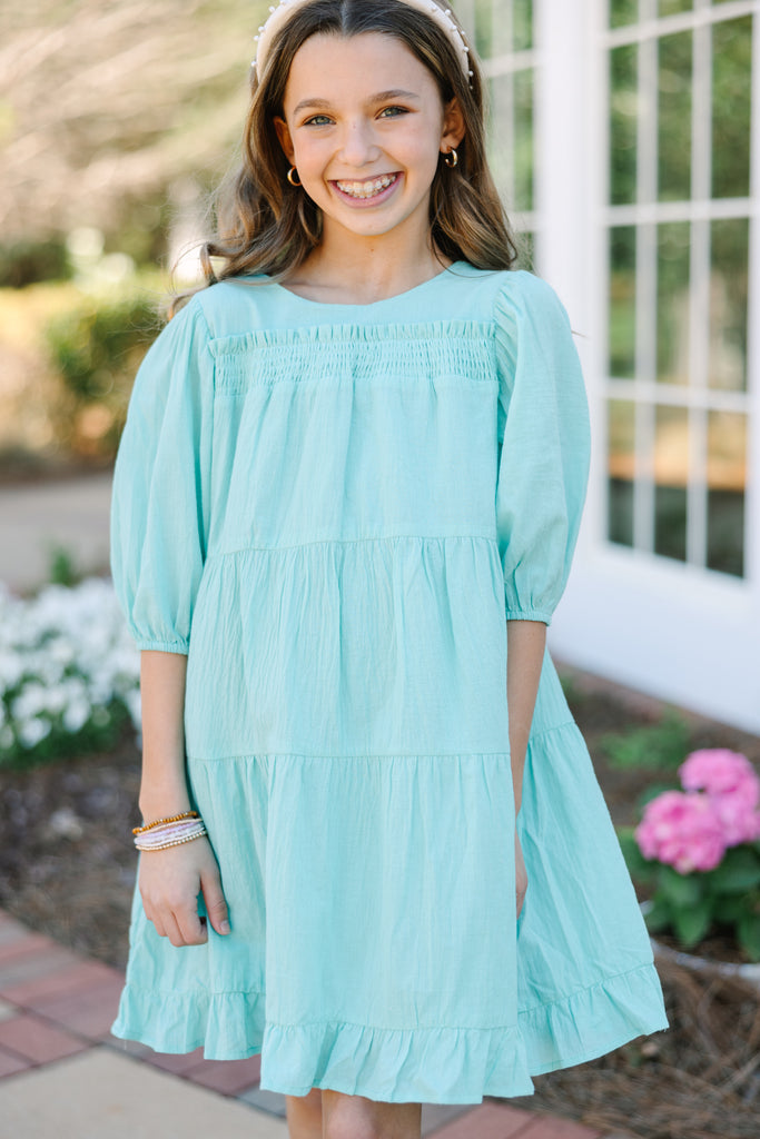 Girls: Clear Skies Blue Ruffled Dress Shop the Mint Girls: Clear Skies Blue Ruffled Dress Shop the Mint