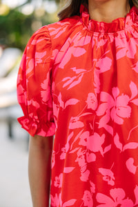 Say You Love Me Red Floral Blouse
