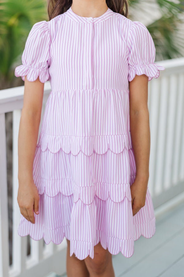 Girls: Perfectly Paired Pink Striped Midi Dress