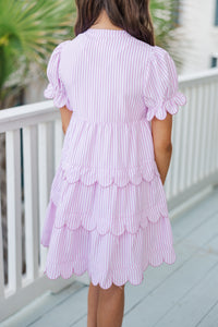 Girls: Perfectly Paired Pink Striped Midi Dress