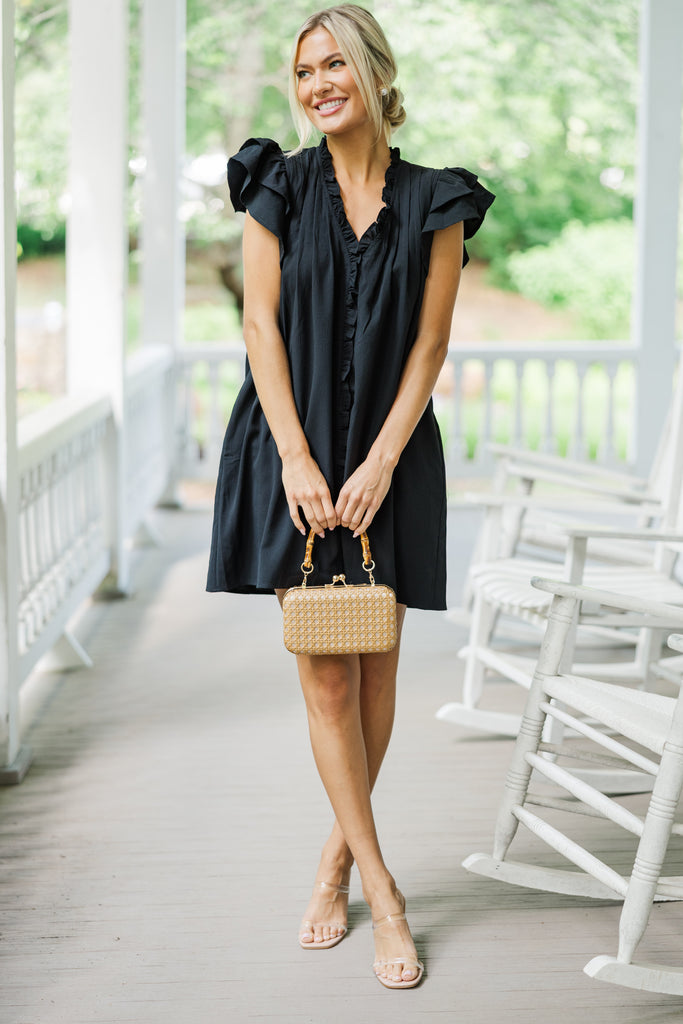short black dress with ruffles Women Summer Boho Ruffle Short Dress Square Neck Layered Flowy Swing Solid  Color Casaul Sun Beach Mini Dresses (A-Black, S) at Amazon Women's Clothing  store