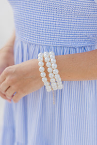 Make A Statement White Pearl Bracelet