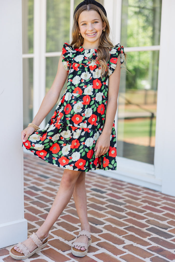 Girls: Sweet Nature Black Poppy Floral Babydoll Dress – Shop the Mint