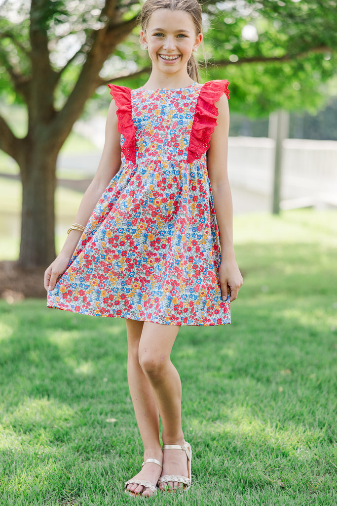 Girls: Quick Learner Red Ditsy Floral Ruffled Dress – Shop the Mint