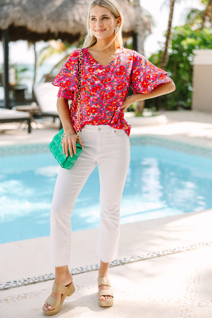 New Levels Fuchsia Pink Ditsy Floral Blouse – Shop the Mint