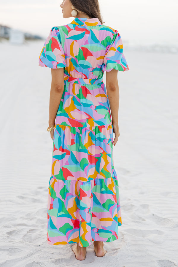 Wait For Daylight Pink Abstract Maxi Dress