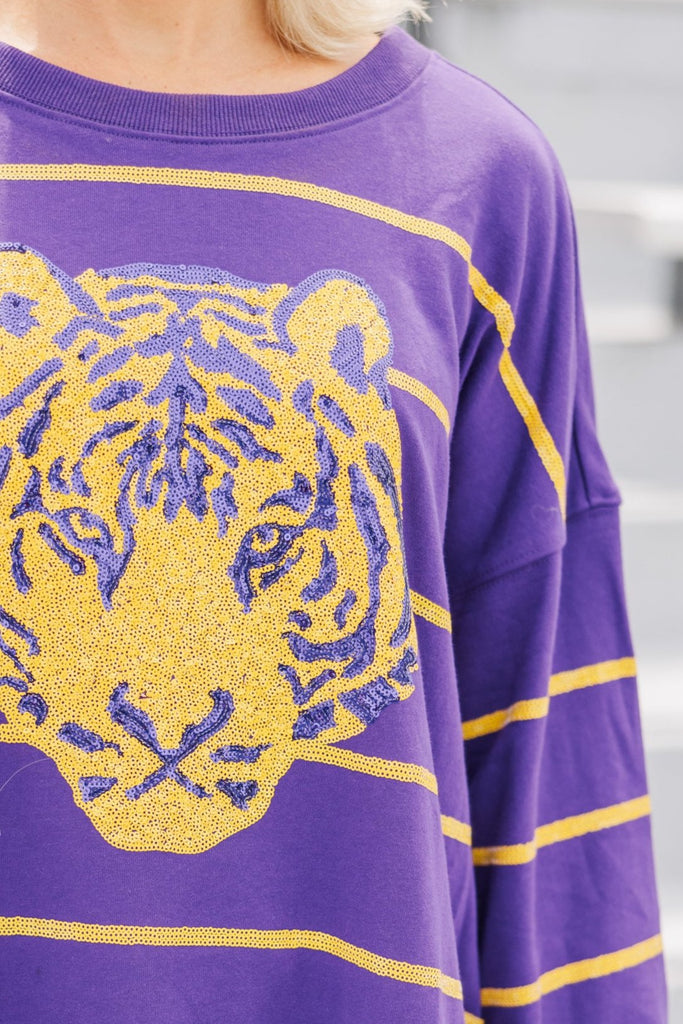 トップス vintage hysterics tiger design purple Purple Oversized Tiger Sweater Purple – Sparkle City Co