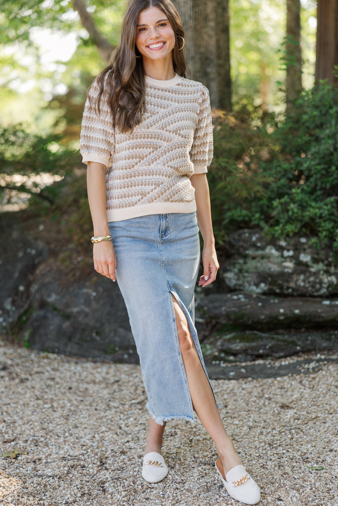 Go After It Cream White Short Sleeve Sweater – Shop the Mint